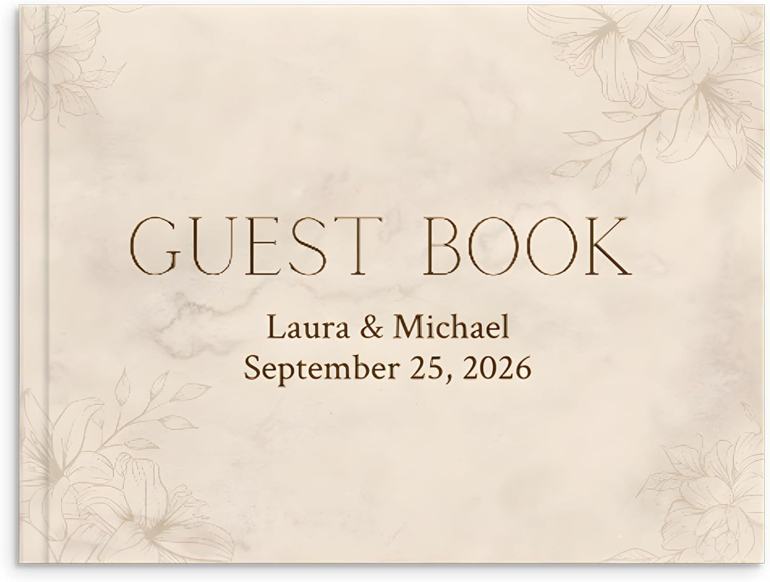 Personalized Guest Book for Wedding, Baby Shower, Birthday, Retirement, Memorial Service and Airbnb – Custom Guestbook with Blank Pages (Vintage)