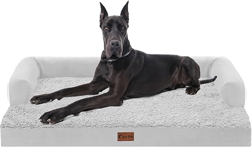 Miniatura 64 de Cama ortopédica para perros extragrandes, cama de espuma XL con forma de caja de huevos impermeable con lados 45x35 pulgadas, cama de sofá para