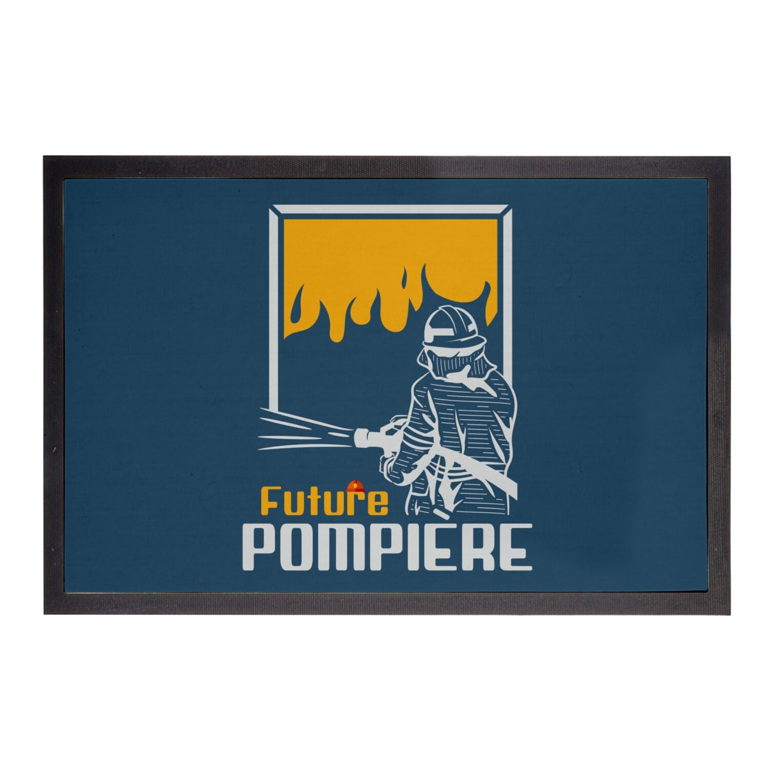 Paillasson Bleu Future Pompière Tapis Sol Métier Héros