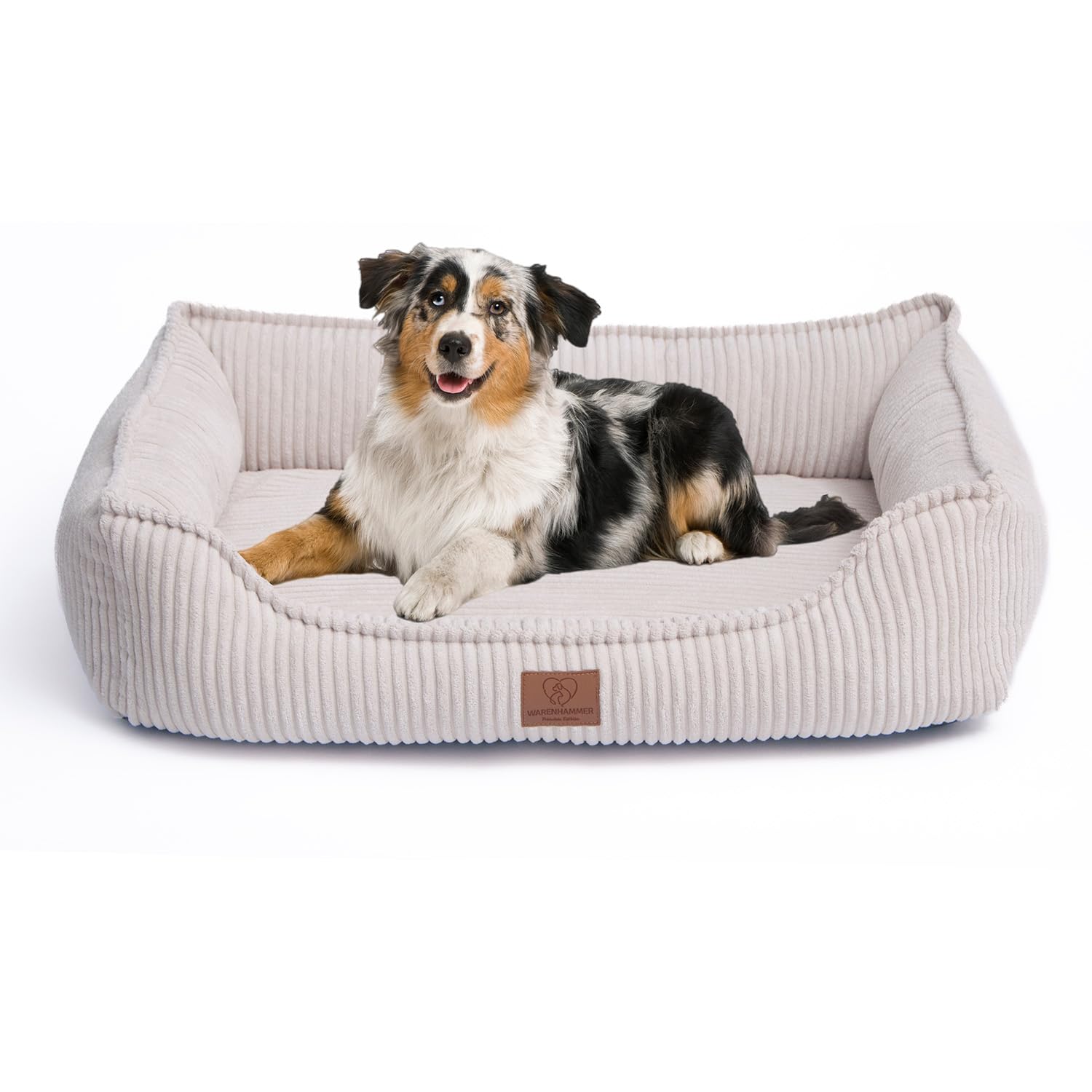 Orthopädisches Hundebett aus Cord, Waschbar, mit Wasserdichtem Innenbezug, für Große und Mittelgroße Hunde, Beige (L)