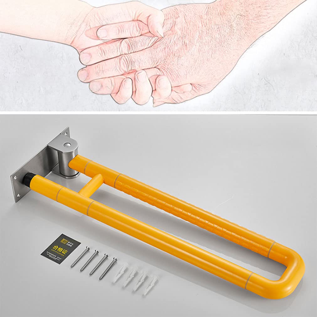 Marco de Inodoro, asideros para Inodoro, Barra de Seguridad para baño, Barra estándar, Ayuda para baño (Amarilla, 80 cm) (te 60 cm)