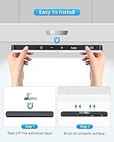Vista 6 de Ferswe Luces de armario con sensor de movimiento, pantalla de nivel de batería, luces para debajo del gabinete recargables, control táctil
