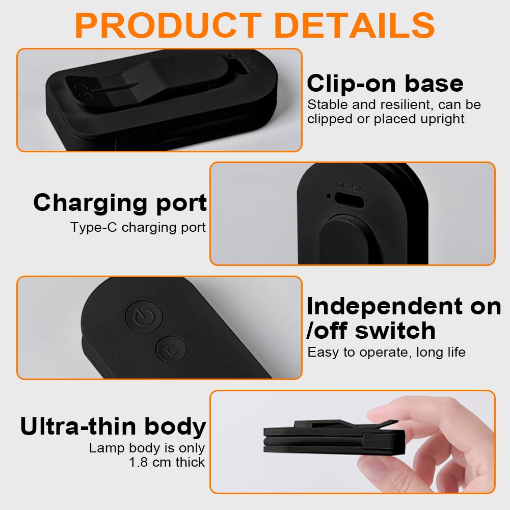 ABOHU LED Reading Light, Rechargeable Clip on Reading Light, 3 Eye-Protecting Modes Book Lamp (Warm/White/Mixed) - Image 2