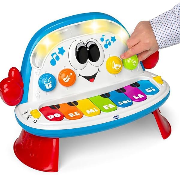 Chicco Funky El Piano De Orquesta, Juguete Bebés Enseña Música y Primeras Notas, Sonidos Instrumentos de Orquesta, Luces y Canciones, 2 Modos de Juego, 5 Géneros Musicales, Niños A Partir de 1 Año - 2