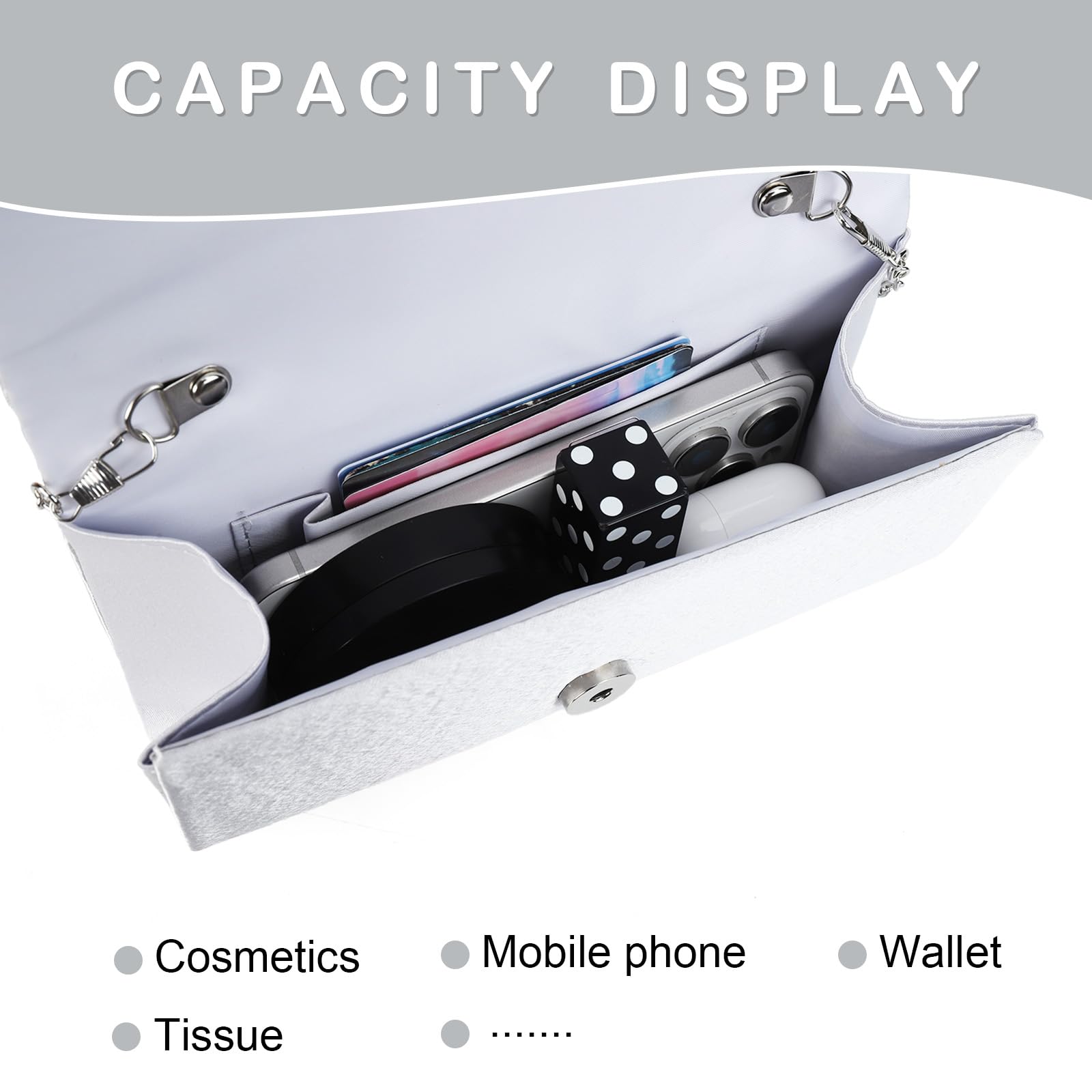 Gladdon Clutch damska błyszcząca torebka wieczorowa, błyszcząca, elegancka kopertówka, kamienie strasu, torba na ramię na wesele, imprezę, bankiet, święta, prezent
