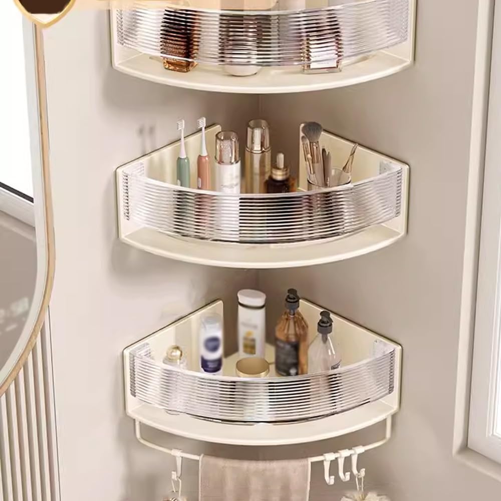 BAHELS Shower Caddy Wall Mounted Bathroom Shelves Acrylic Corner Shower Caddy Shower Organizer Shelf Bathroom Organizer Size 3