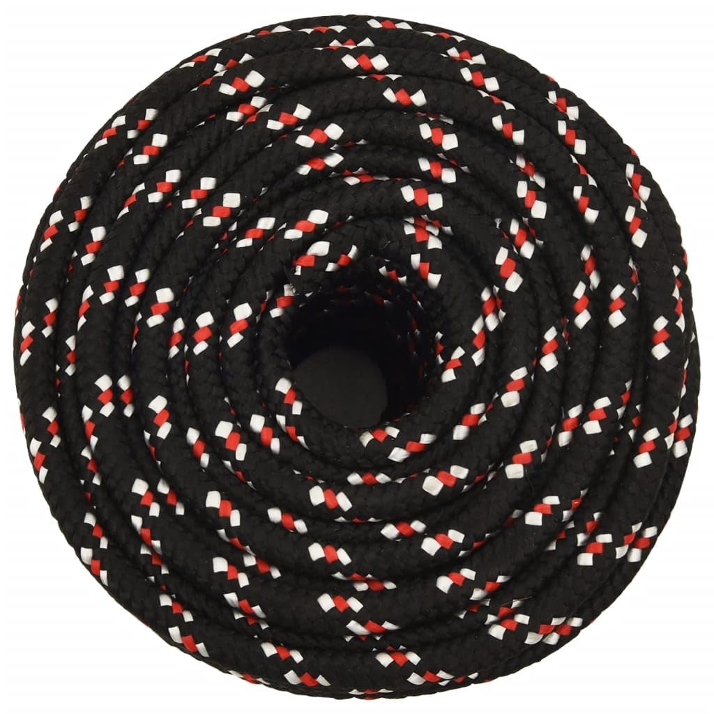 Cuerda de polipropileno negra de 12 mm 100 m para velero, barco, yate, para atar, resistente a la intemperie, resistente a la rotura