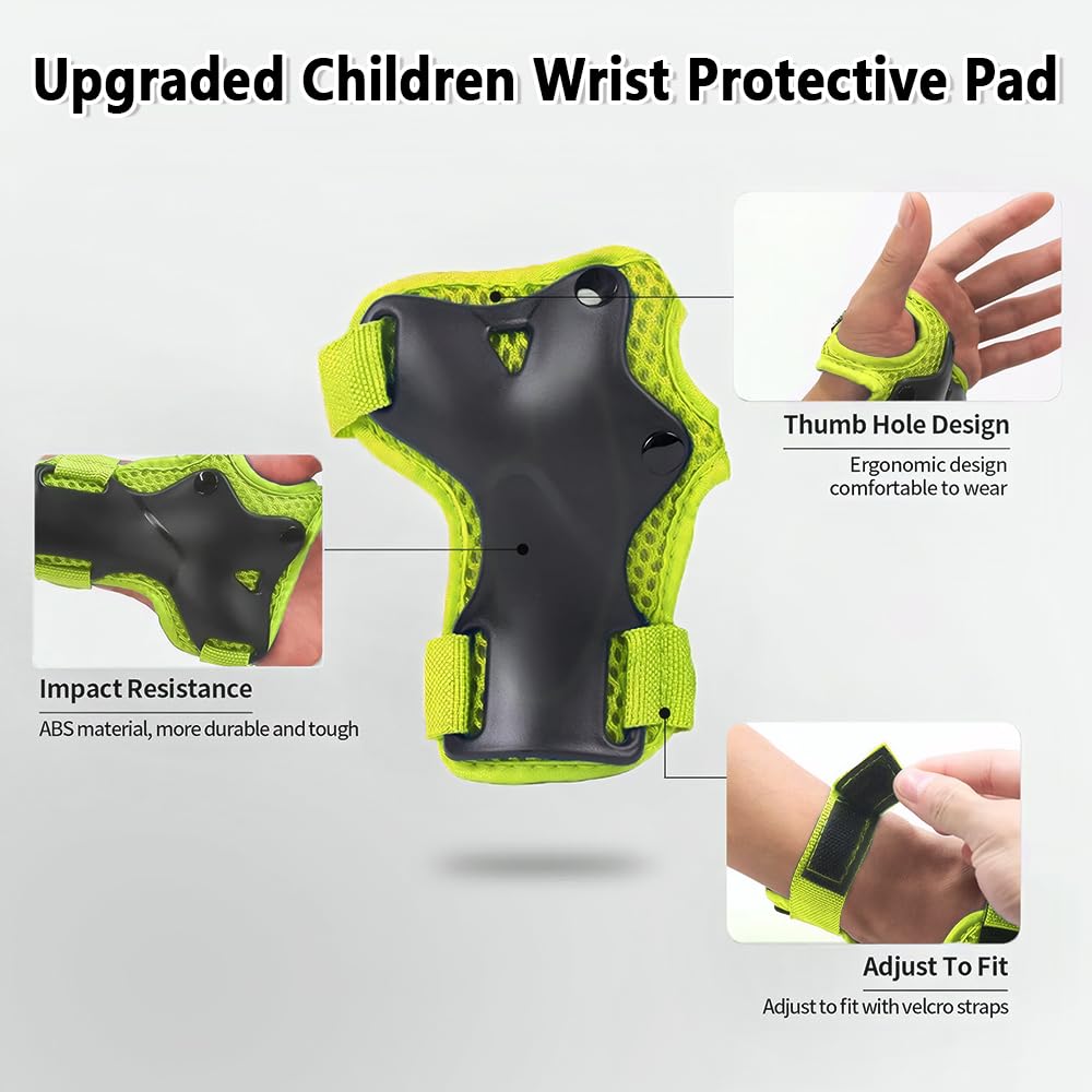 Protecciones Patines Niña Set Rodilleras Coderas Muñequeras Patinaje Monopatín Bicicleta Verde M