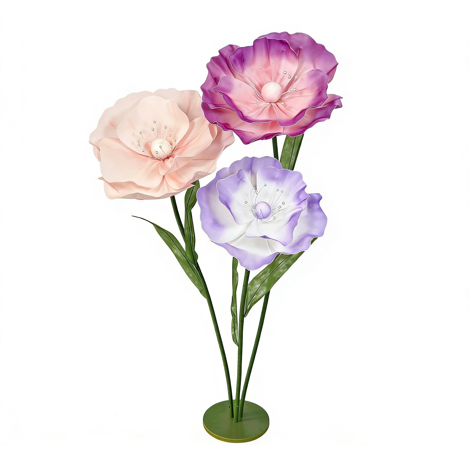 Künstliche Blumen Frühling Outdoor Dekoo Blumen Künstlich Groß mit Ständer und Sockel für Hochzeitsempfang, Party Bankett Hintergrund, Home Decor(Set A1)