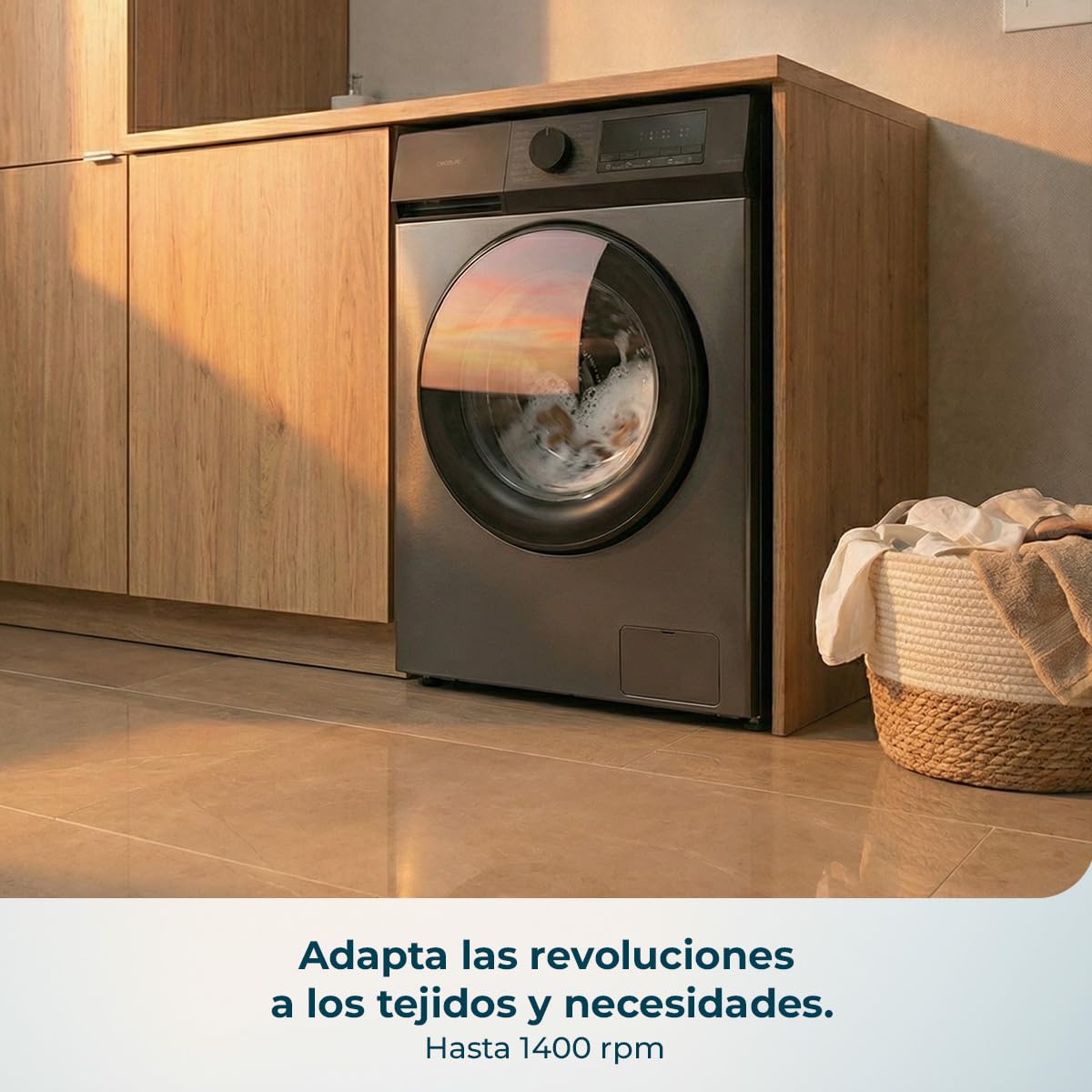 Cecotec Washing Machine Front Load 9 kg Bolero DressCode 9450 Inverter Steel, 1400 rpm, 16 programs, Class A-10%, Inverter Plus Motor, Allergy Care, Pearl Drum, Silence Function, Stop&Go and Kid Lock — view 4