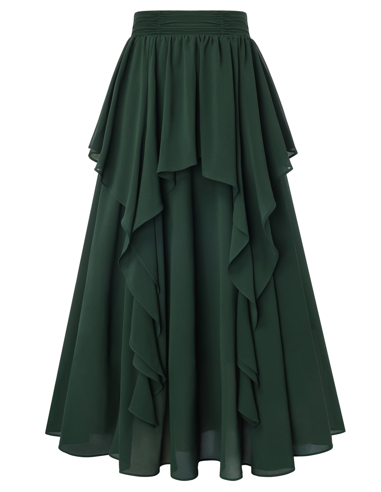 SCARLET DARKNESS Maxi Röcke Für Damen, Mittelalter Rock, Renaissance Rock, Irregulär Rüschen Elastische Taille Lange Röcke