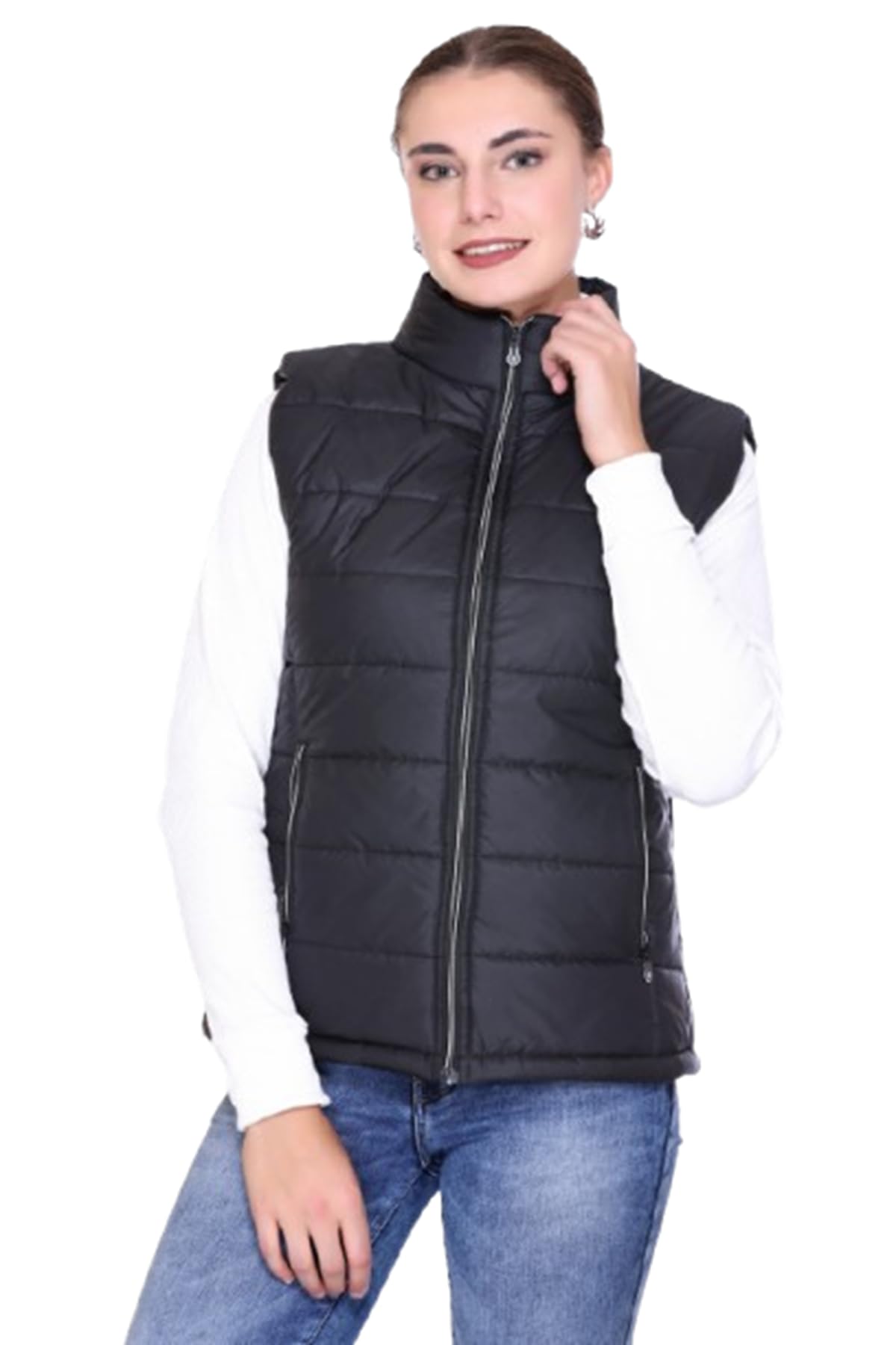 sanhok Polyster Comfortable Regular Fit Half Sleeves Puffer Jacket for Womens-picture-33