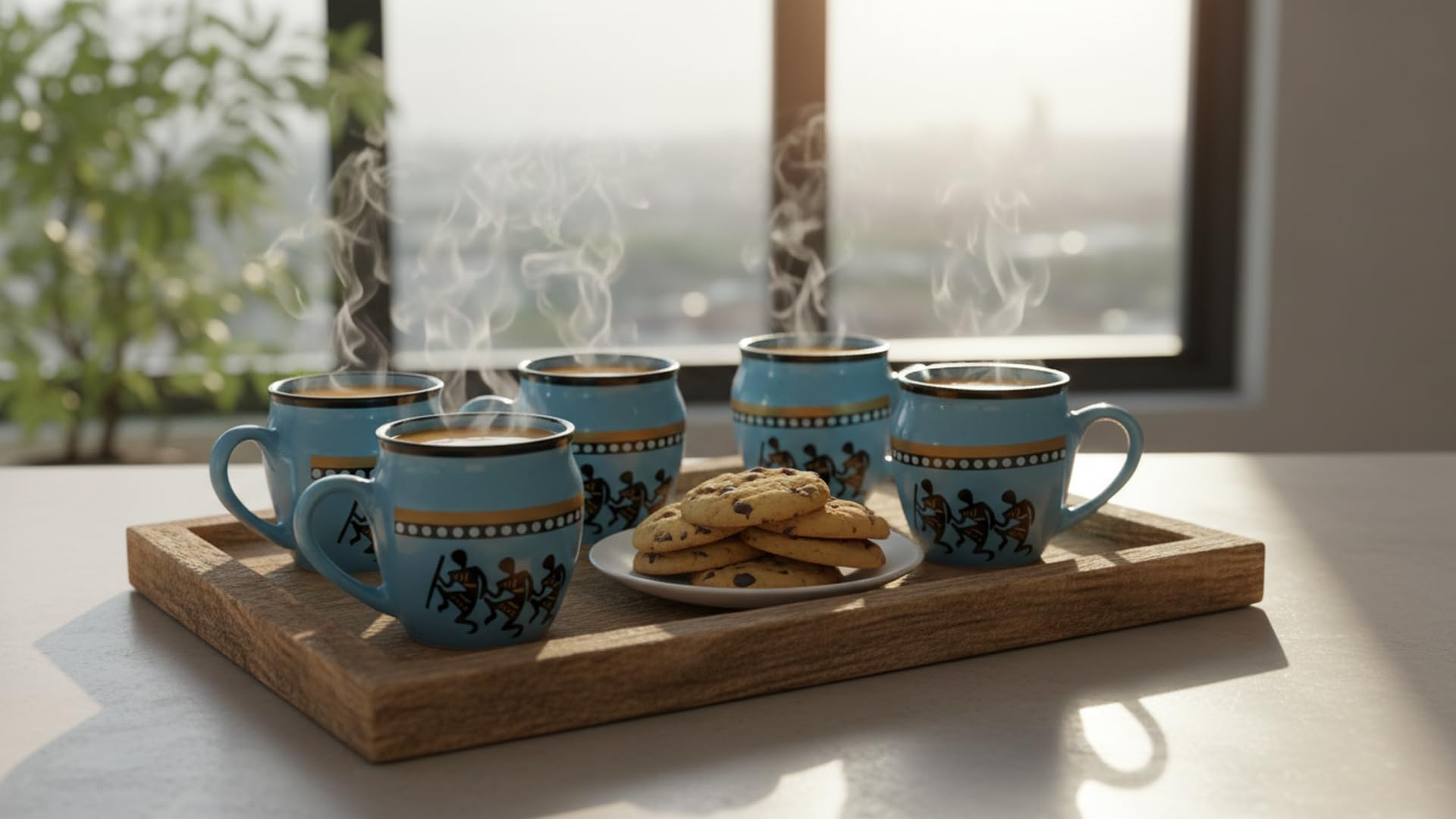 Juego de 6 tazas tradicionales hechas a mano para té Kulhar Kulhad Chai, juego de 6 tazas de cerámica esmaltada, acabado brillante, arcilla, terracota, estudio artesanal, cerámica, barro, marrón, apto