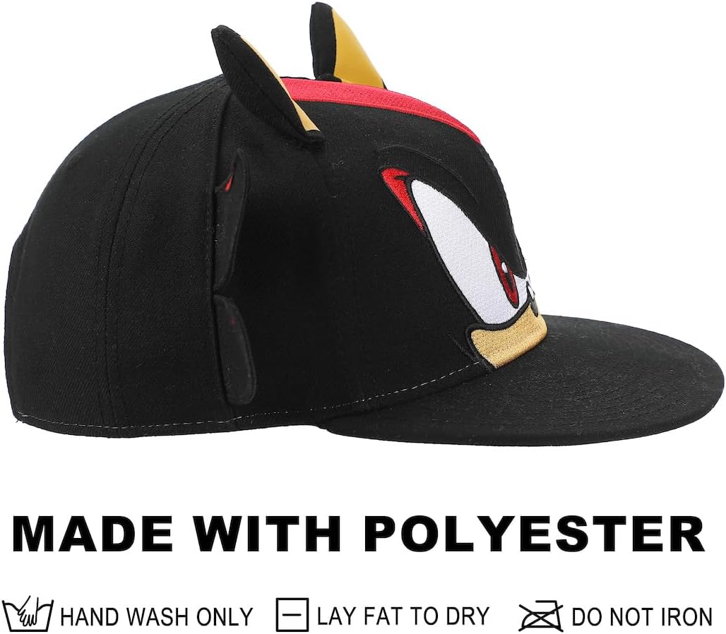 Bioworld Sonic The Hedgehog Big Face Shadow Snapback Hat with 3D Ears & Quills Black