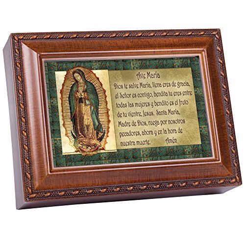 Cottage Garden Ave Maria (Hail Mary) Inspirational Woodgrain Traditional Music Box Plays Ave Maria