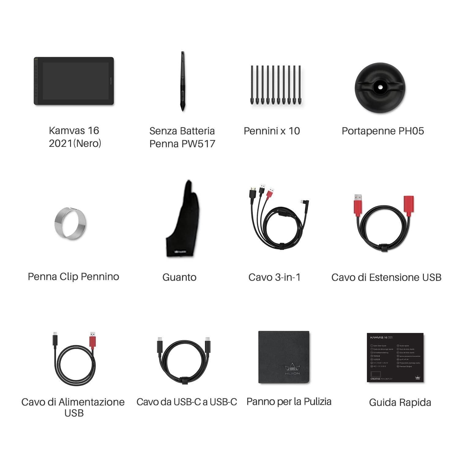 HUION Kamvas 16 (2021) Tavoletta grafica con Display, Schermo Laminato Pieno da 15,6 Pollici, 10 Pulsanti Programmabili, Supporta la Connettività con Dispositivi Android | 15,6 pollici,120% sRGB,Penna PW517,Disegno,Design,Nero,Compatibile Android,Tablet g