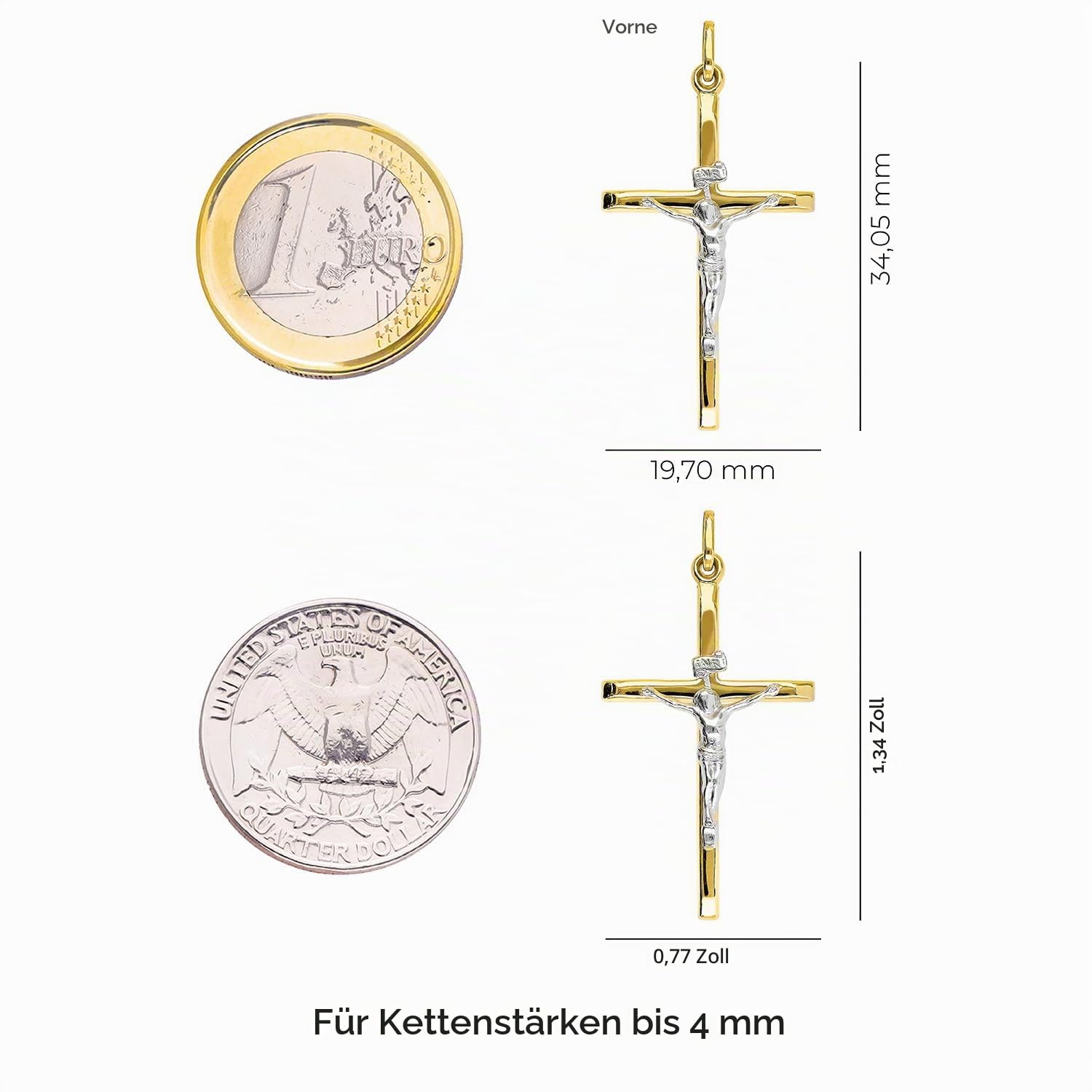 forme di Lucchetta - Kreuzanhänger Gold - Jesus Christus am Kreuz 14K