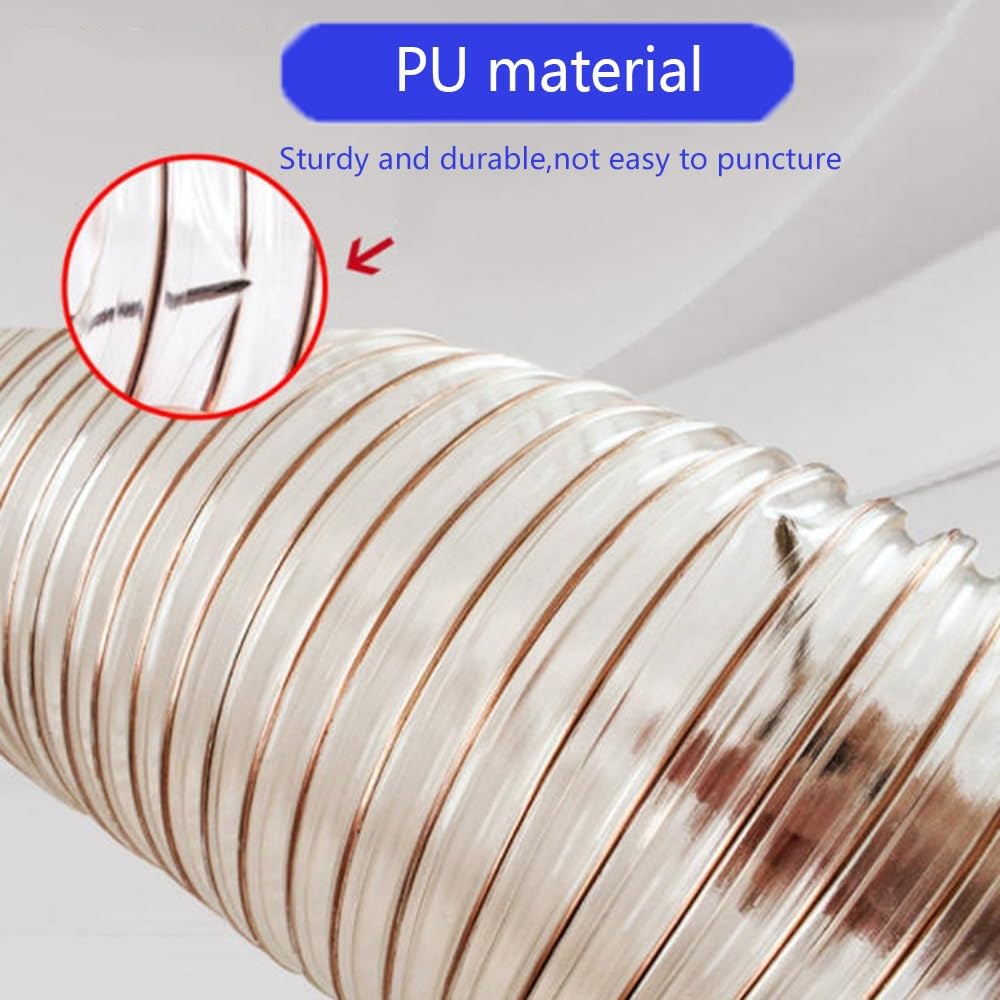 Tubo flessibile per la raccolta delle polveri, tubo flessibile in poliuretano trasparente, lunghezza 3 m, per la raccolta dei fumi e l'estrazione della polvere, diametro 80 mm