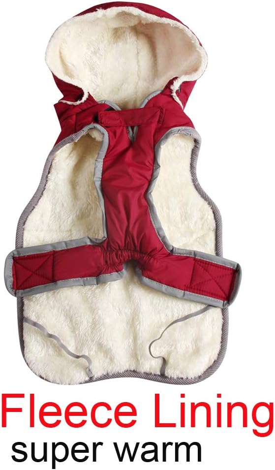 JoyDaog Fleece Dog Hoodie for Small Dogs Warm Puppy Jacket for Cold Winter Waterproof Dog Coats with Hood,Red XS : Pet Supplies