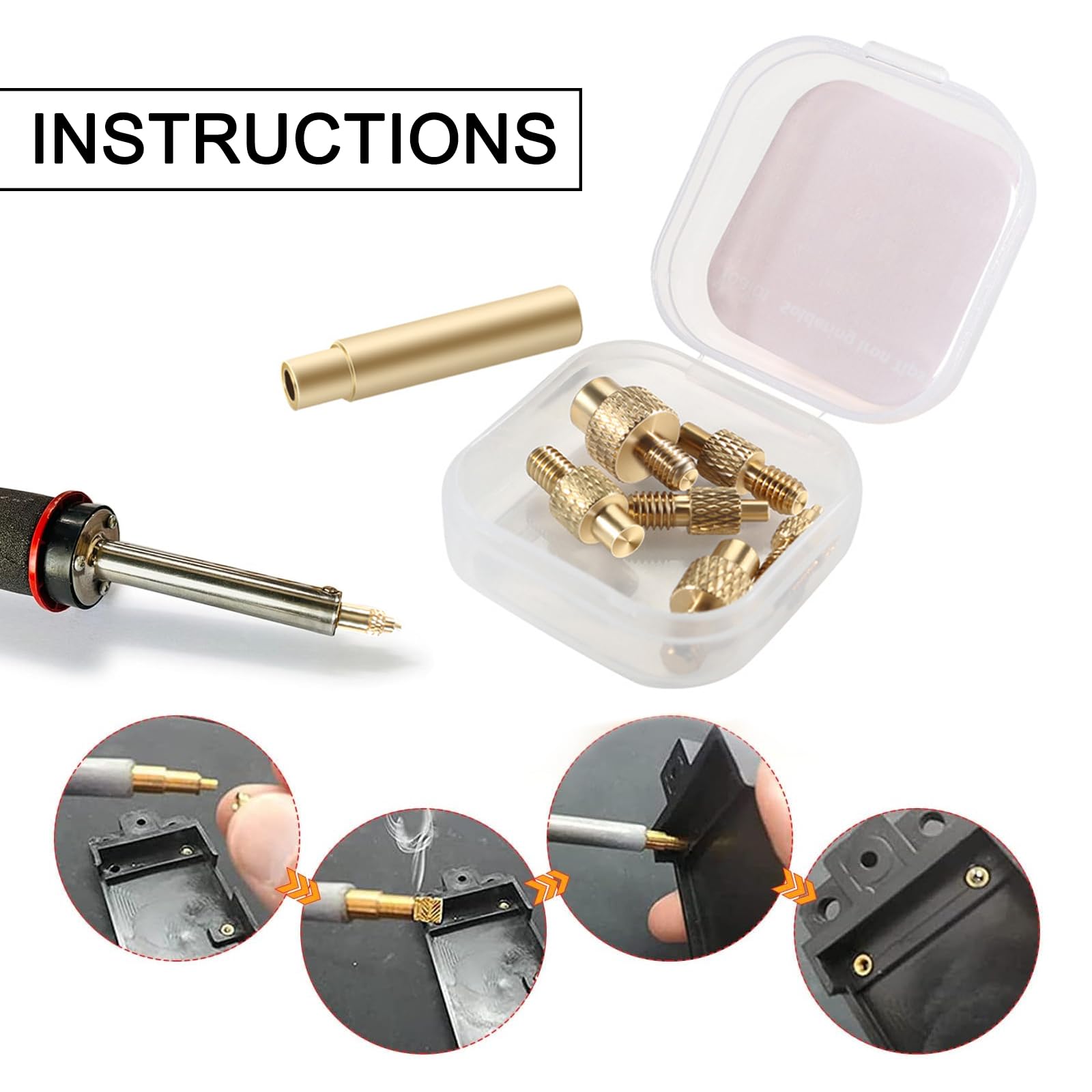Set 6 Punte Per Saldatore Per Inserti Filettati M2-M8 - Ottone - Compatibili 900M E T18 - 2