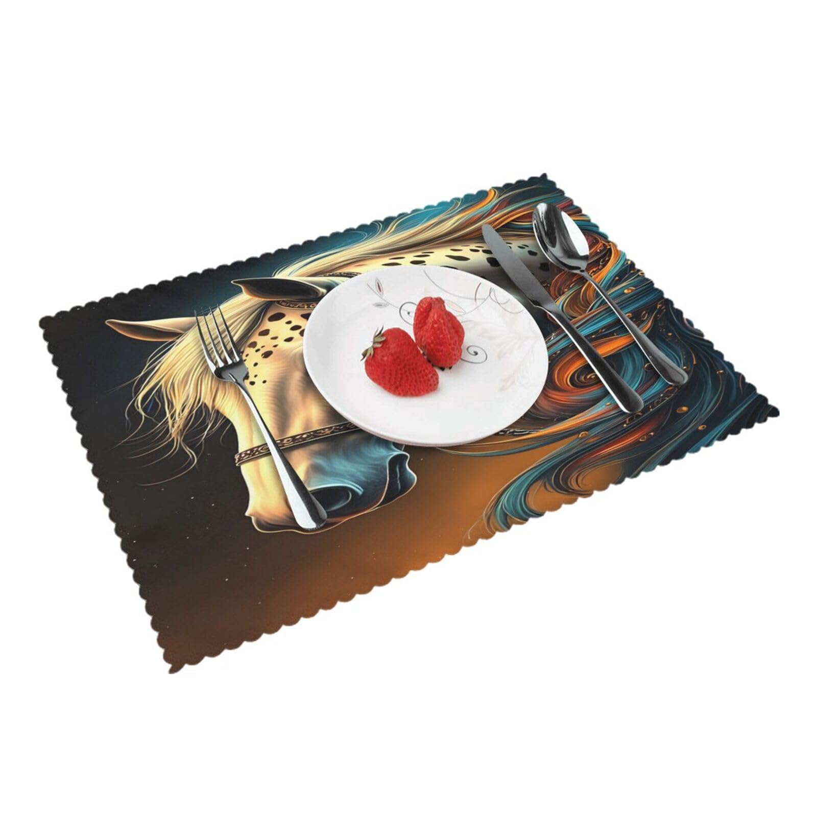 Fantasy Horse Art Placemats Set of 4 Print Table Mats Place Mats Table Decor for Kitchen Dining 12X18 in