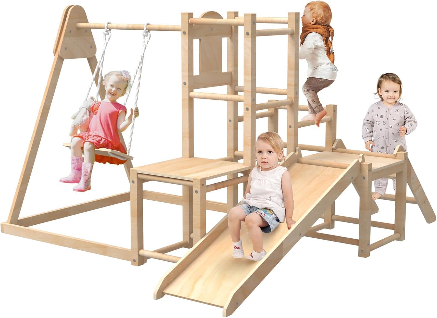 Indoor Playground, Jungle Gym, Wooden Montessori Climber Playset With  Slide, Swing for Toddlers, Toddler Climbing Toys Indoor, Special Wooden