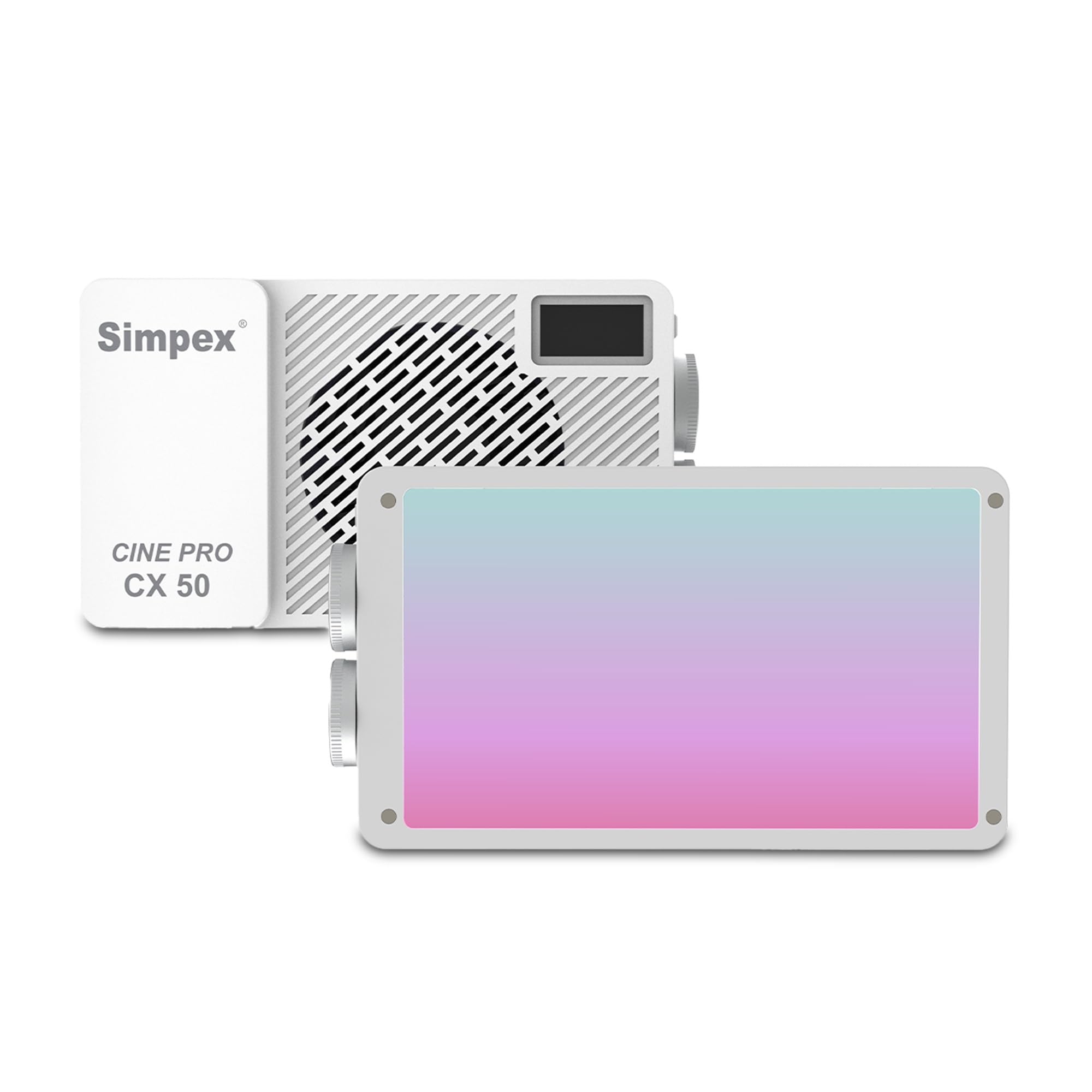 Simpex CX 50R 50W RGB LED Video Light, 360° HUE, 2700K-7500K Bi-Color, 1-100% Dimmable, 13 FX Modes, 3200mAh Battery, OLED Display, Tripod & Diffuser-image-8