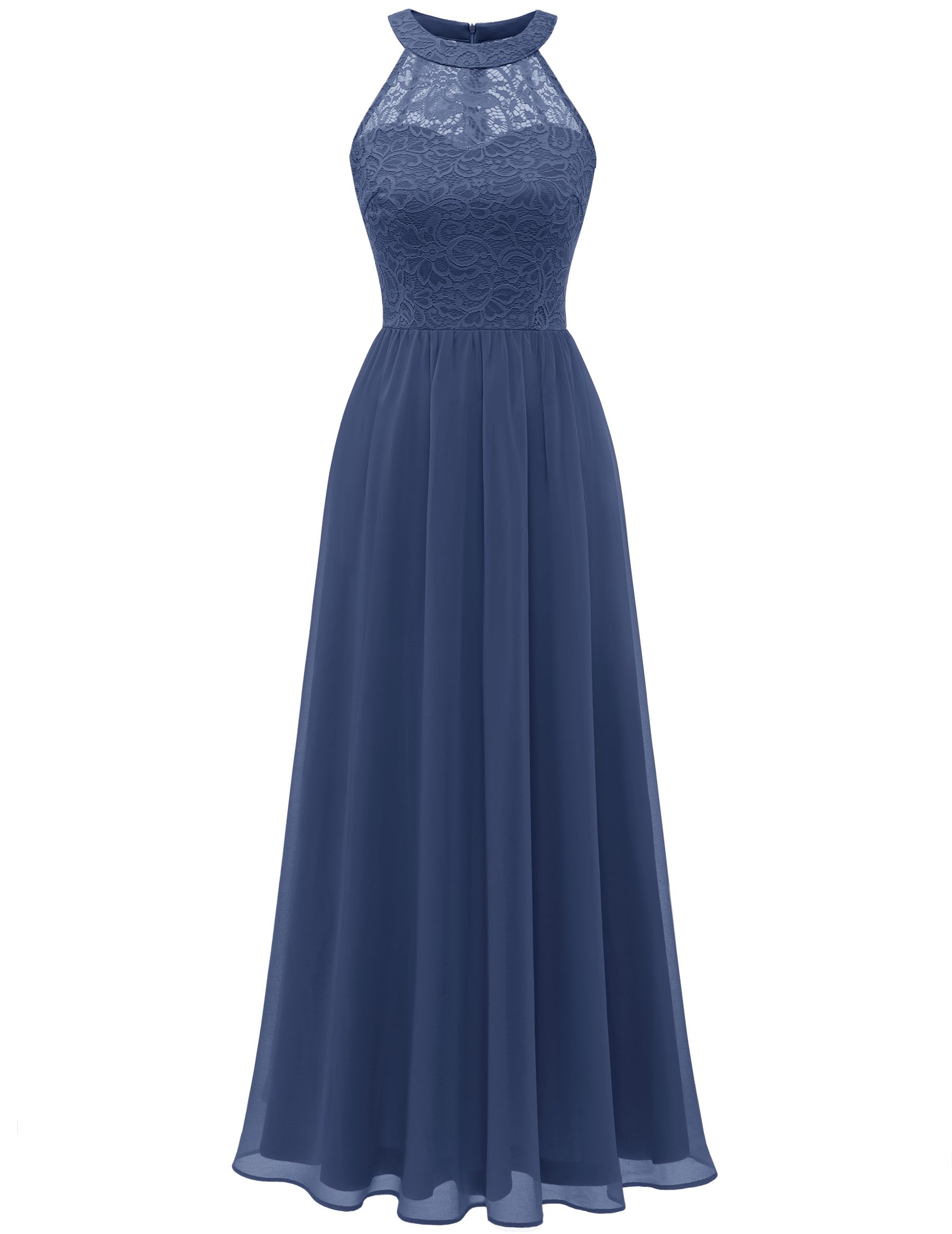 Wedtrend Women's Formal Dress, Halter Long Prom Dress Floral Lace Bridesmaid Dresses