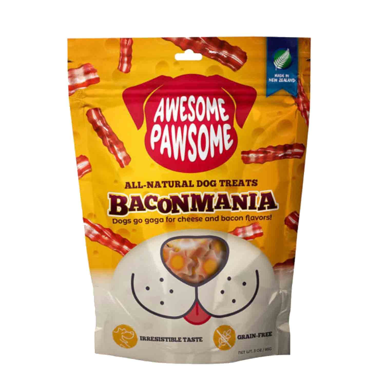 Awesome Pawsome Natural Dog Treats, 85g - Grain Free, Nutrient Rich Snacks for Training and Rewards, Suitable for All Breeds (Baconmania) (B09B4ZVJ9R) Amazon Price History, Amazon Price Tracker