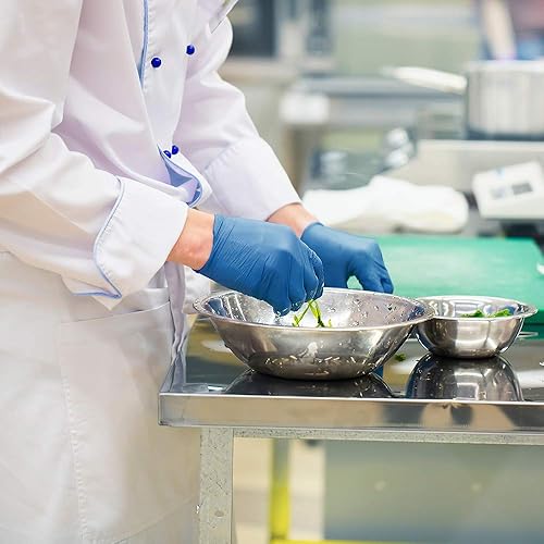 Miniatura 4 de Armor - Guantes desechables de nitrilo para examen, sin polvo y sin látex, 0.138 in de grosor, agarre texturizado, caja de 100 unidades, color azul,