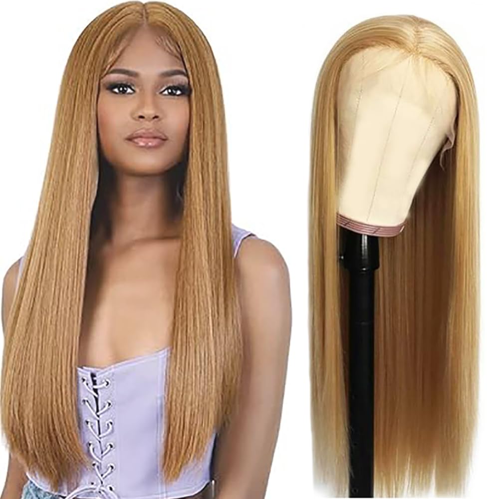 Parrucca di capelli veri per donne, parrucca liscia con lace front 13x6, capelli umani con baby hair, qualsiasi parte, colore miele biondo, lunghezza 81 cm