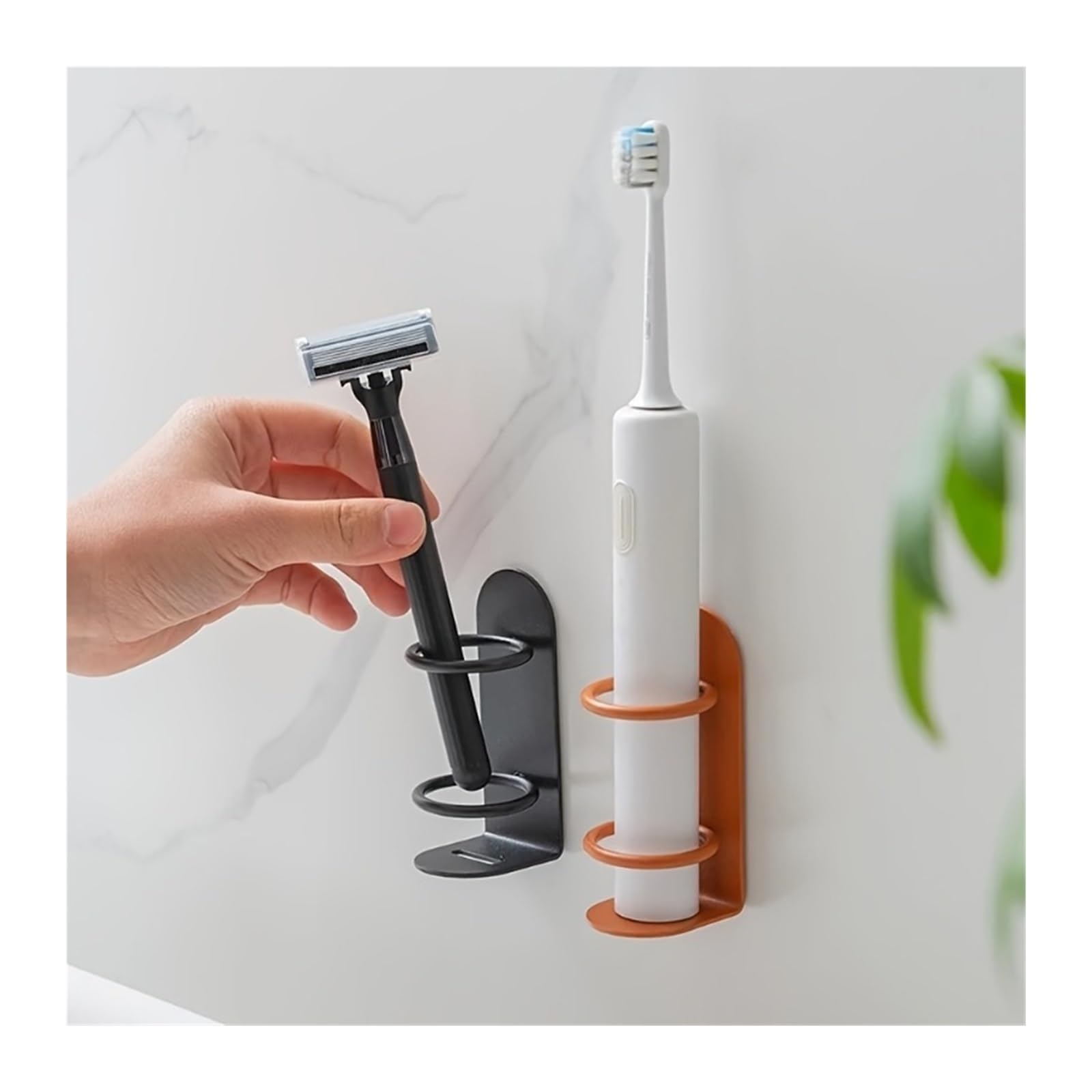 Organizador de cepillos de Dientes for Colgar en la Pared, Estante de Almacenamiento Multifuncional for afeitadora, sin Perforaciones, 1 ud.(3pcs Black)
