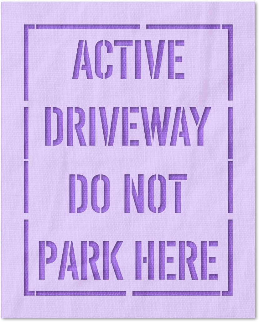 Stencil Stop Active Driveway No Parking Stencil - Reusable for DIY Projects, Painting, Drawing, Crafts - 14 Mil Mylar Plastic (13.88 x 18 inches)
