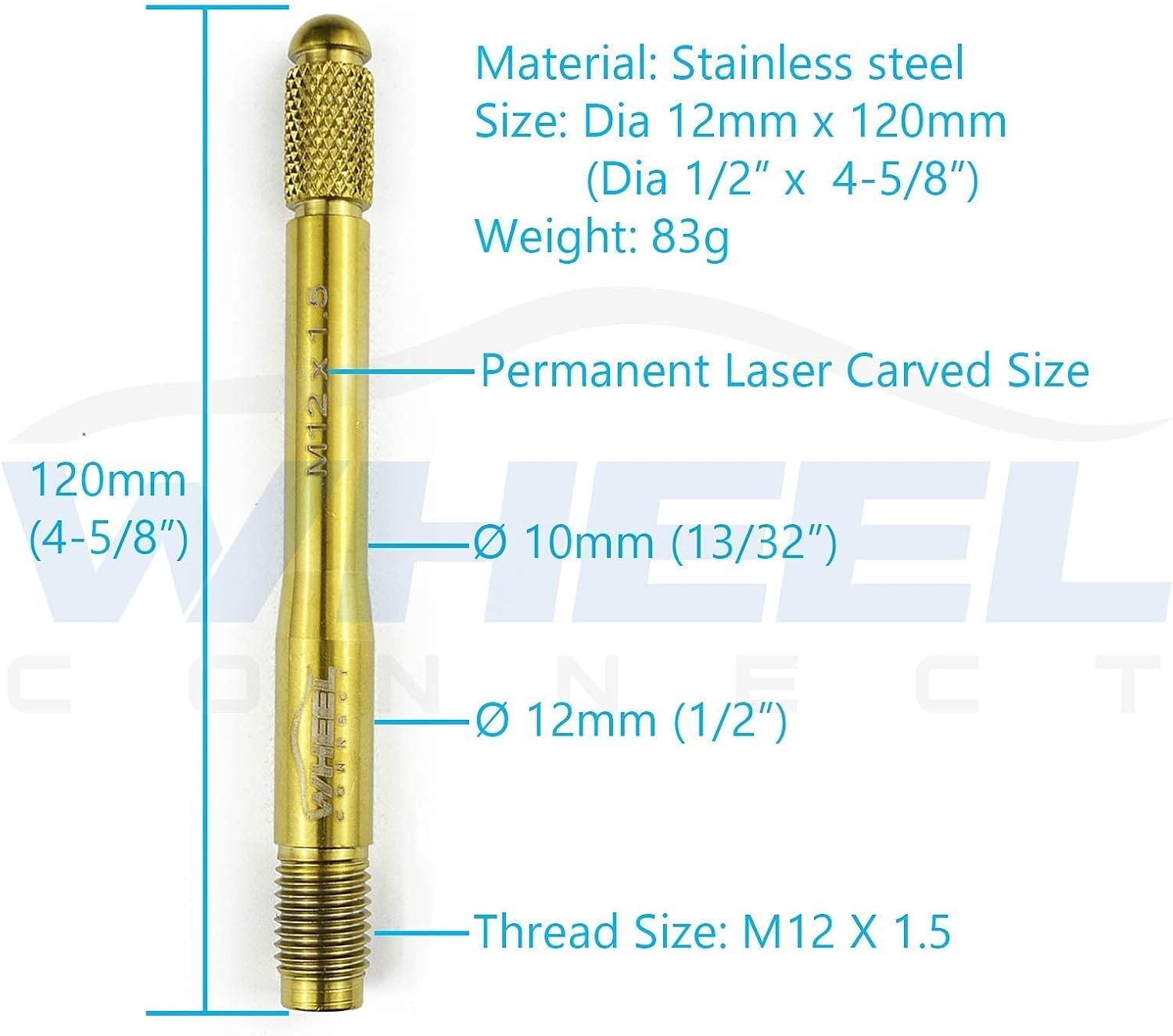WHEEL CONNECT Wheel Alignment Pin, Wheel Hanger, Rim Stud Pilot Pin,Guide Studs. Tool for Changing Tires on Cars with Lug Bolts. Made of Stainless Steel. Full Set of 4 Sizes.
