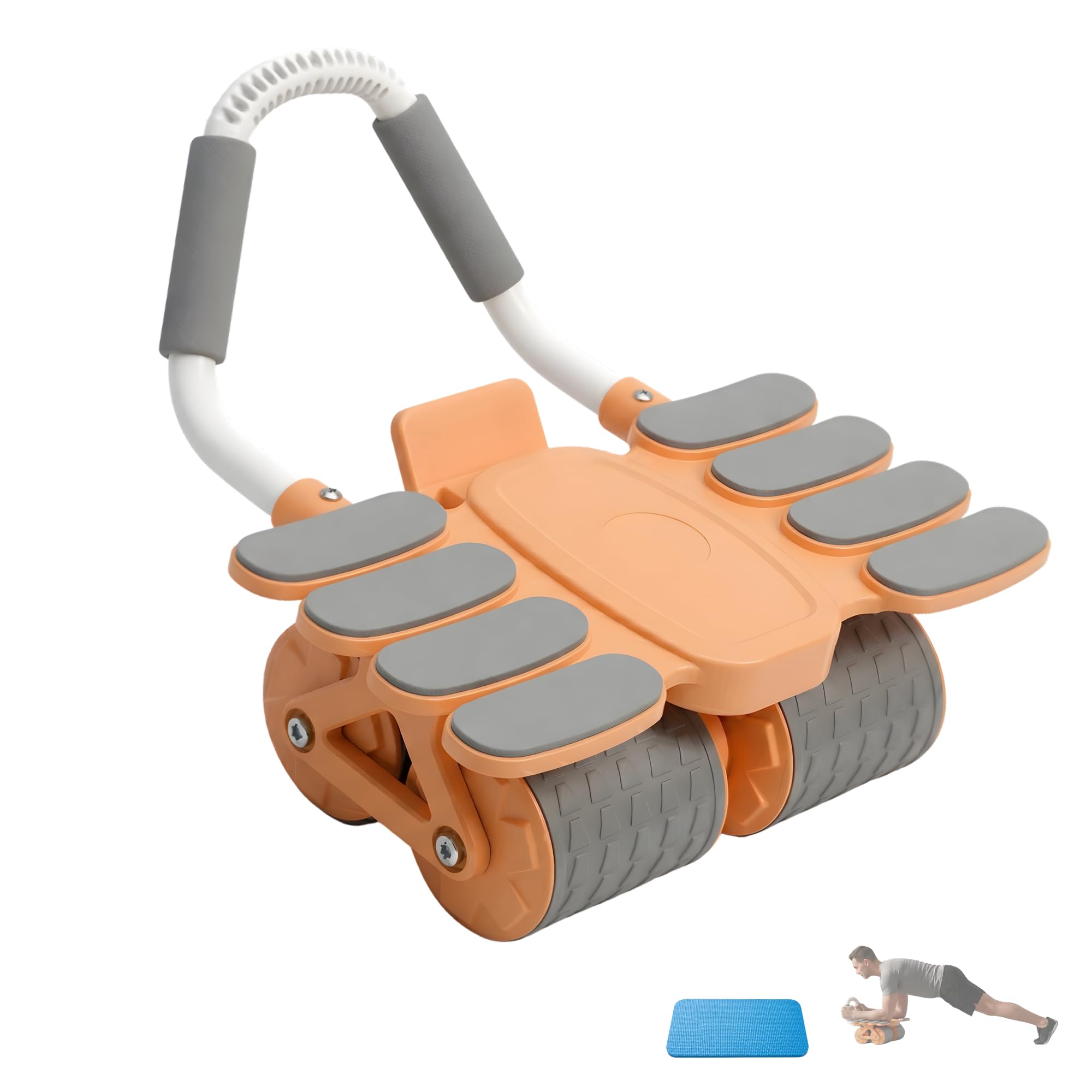 Roller Exercise Wheel. Abdominal Roller with Automatic Rebound, Elbow Support, Includes Phone Holder. Home Workout Kit for Beginners