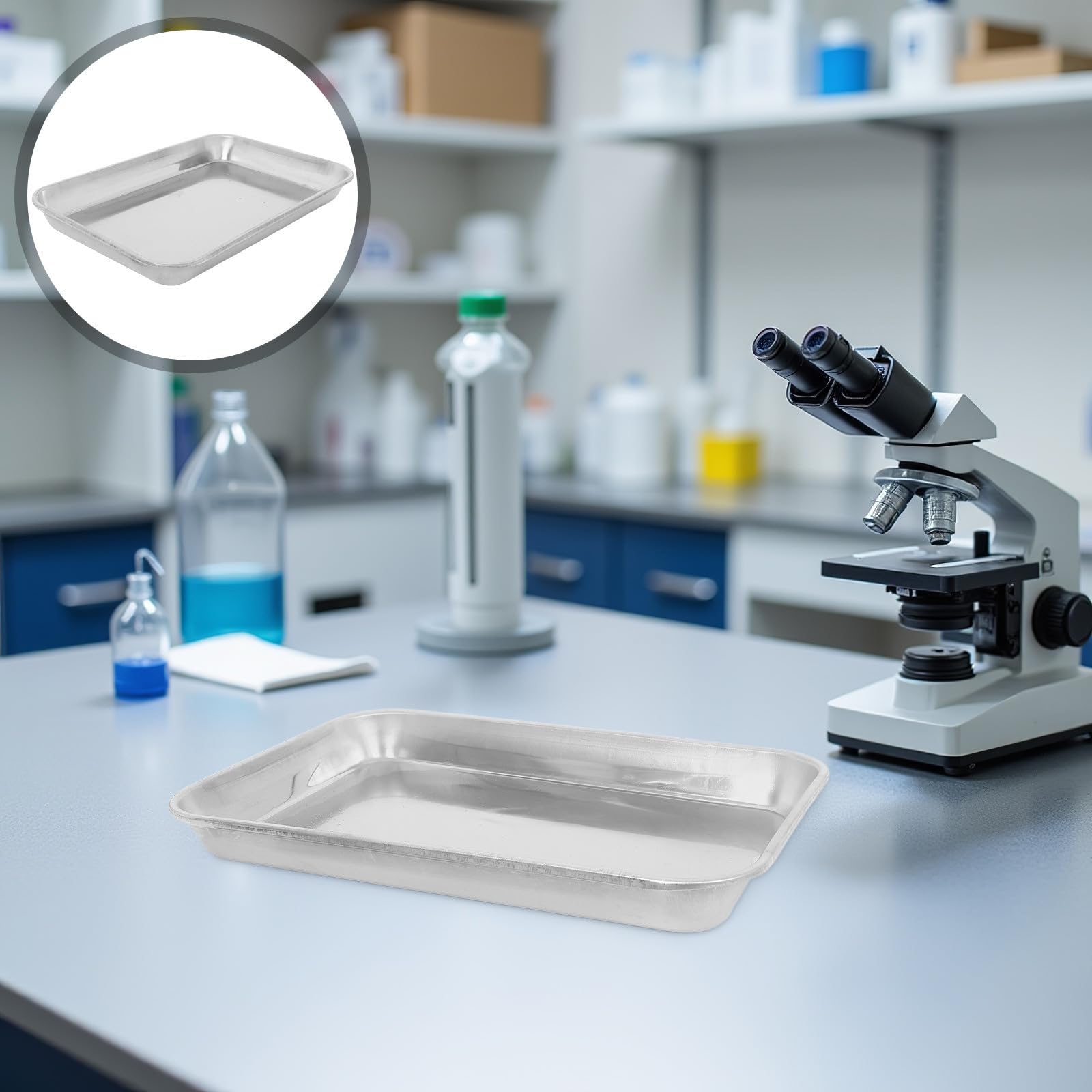 HEMOTON Serviertablett aus Edelstahl 30x20cm Flacher Boden mit resistent gegen Rückstände für medizinische und Laborgeräte