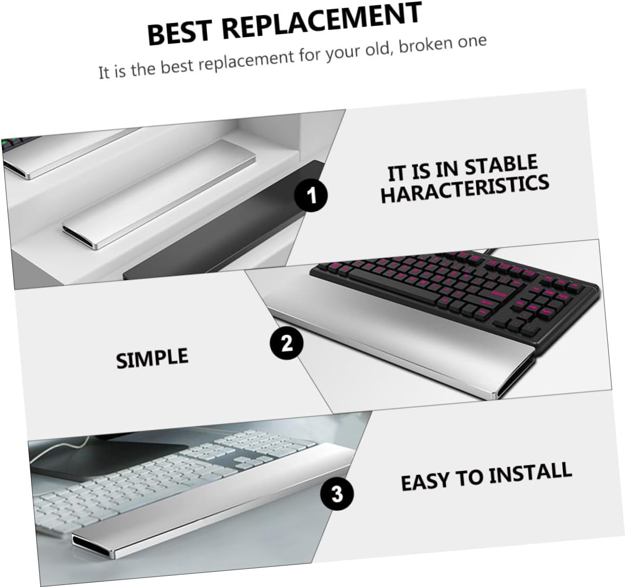 Key Mechanical Keyboard Wrist Rest Pad with Ergonomic Arc Design Anodized Sandblasted Surface Non Slip Base for Comfortable Hand Support for Gaming and Office Use