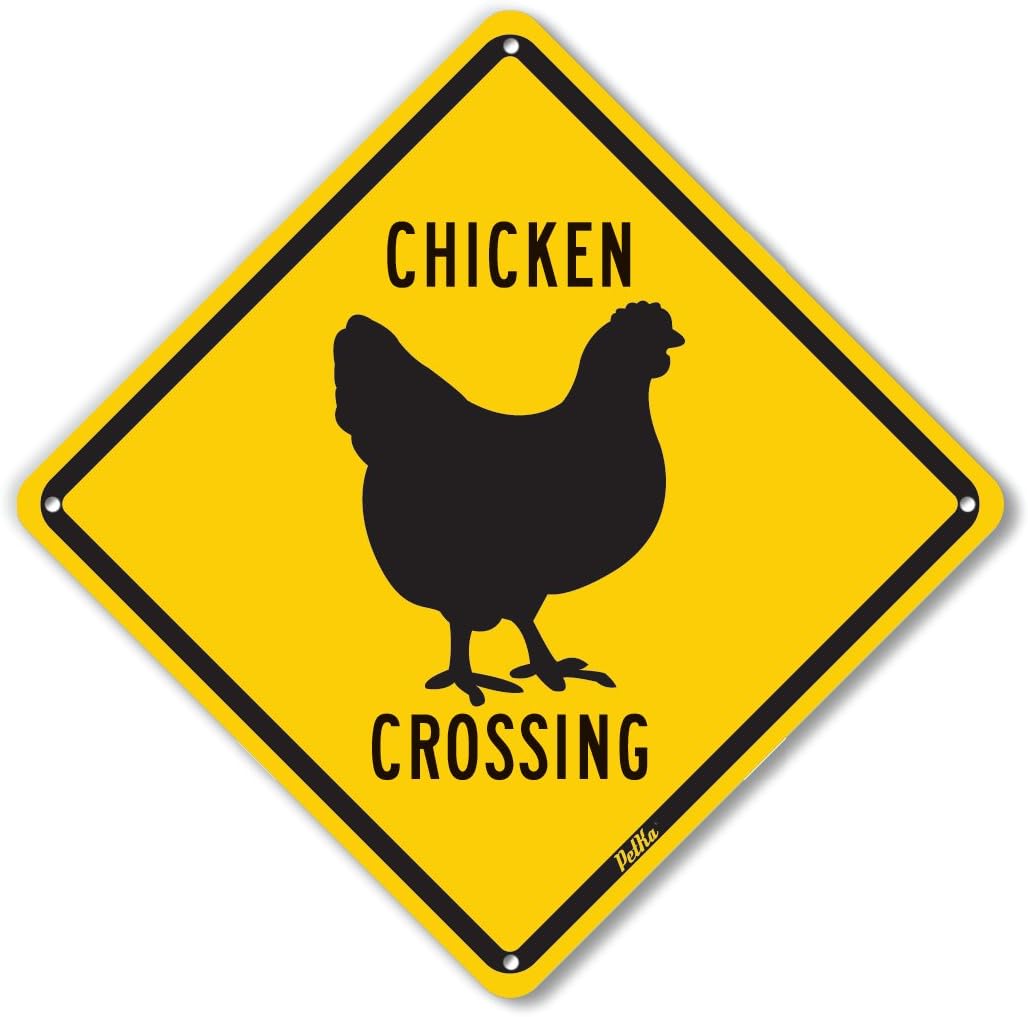 PetKa Signs and Graphics PKAC-0029-NA_10x10 "Chicken Crossing" Aluminum Sign, 10" x 10", Black on Yellow