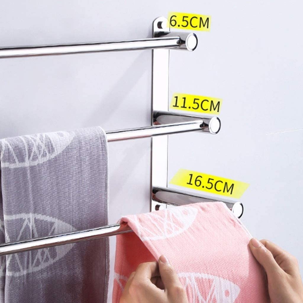 Toalleros Cromado Montado en la Pared Toallero para baño Barra de Cocina, Toallero Barra de toallero de múltiples Capas de Acero Inoxidable 304 Barra de Tres Capas (Tamaño : 50cm)