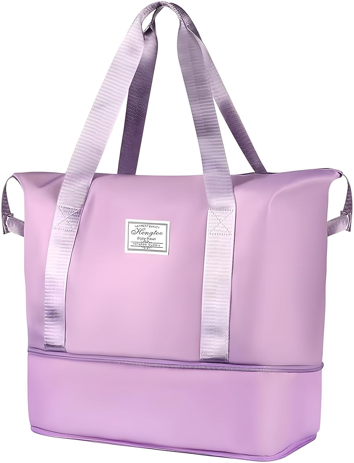 nylon expandable travel duffle bag for women | foldable waterproof vanity & luggage bag for travel & daily use | lightweight handbag for personal items (22 cm) (purple)
