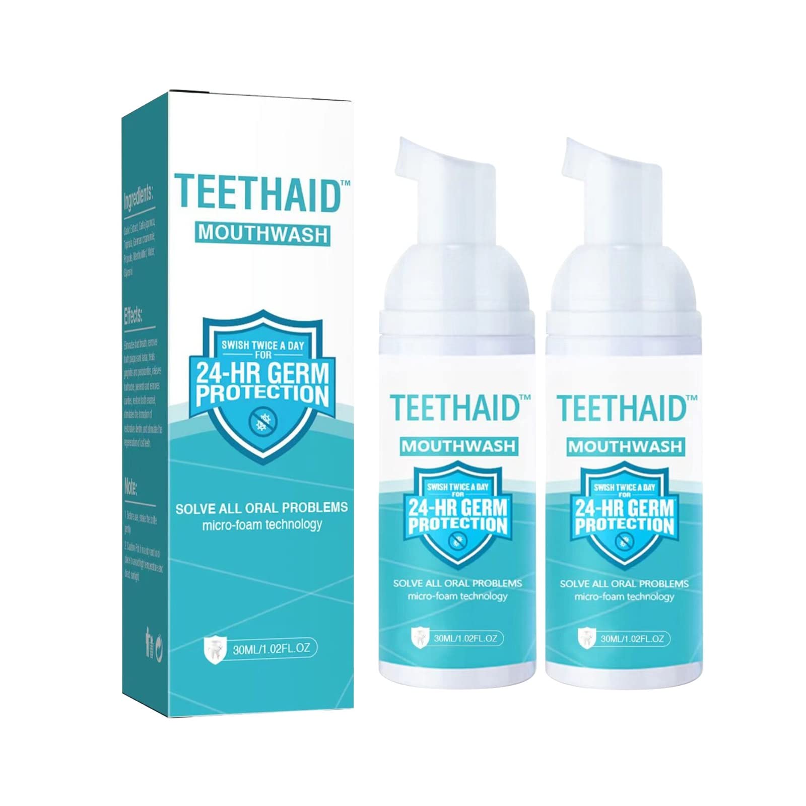 Teethaid Mouthwash, Natural Ingredients Teeth Whitening Foam Toothpaste, Saltdays Teeth Whitening Foam Calculus Removal, Teeth Aid Mouthwash, Teeth Whitening, Healing Mouth, Oral Care (2PCS)