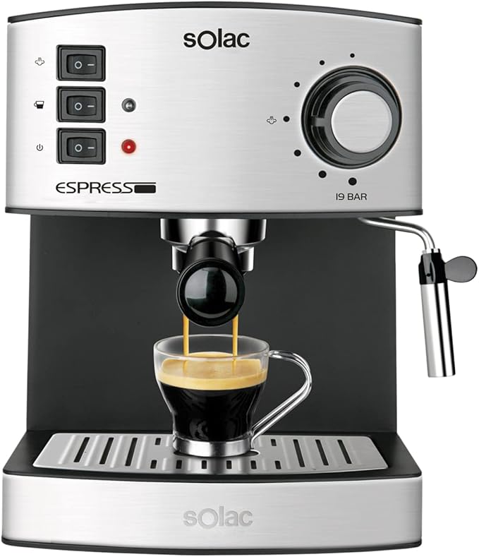 Cafetera Espresso Solac CE4480 de 19 Bares con Vaporizador y Acero Inoxidable