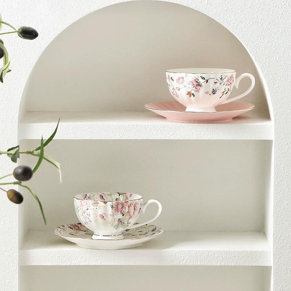 Zestaw 2 filiżanek do kawy, ceramiczna filiżanka do espresso ze spodkiem, kubki do kawy z uchwytem, ​​filiżanka do espresso, mleka, herbaty