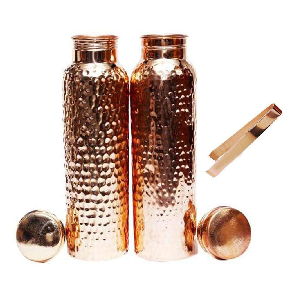 Bona fide pure copper bottles 1000 ml each leak proof joint free with pure copper tong