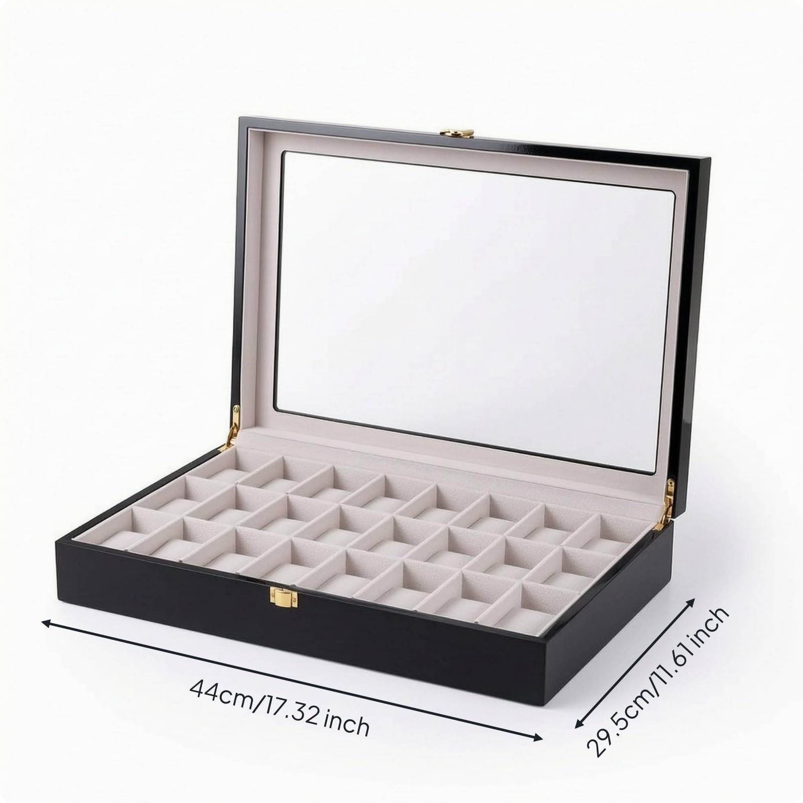 Harilla Estuche para Relojes Caja do Expositor Joyero Relojes de Madera Estilo Pulido Exterior Brillante Interior Claro Bisagras Doradas Adecuado para Coleccionistas Mostrador Estantería