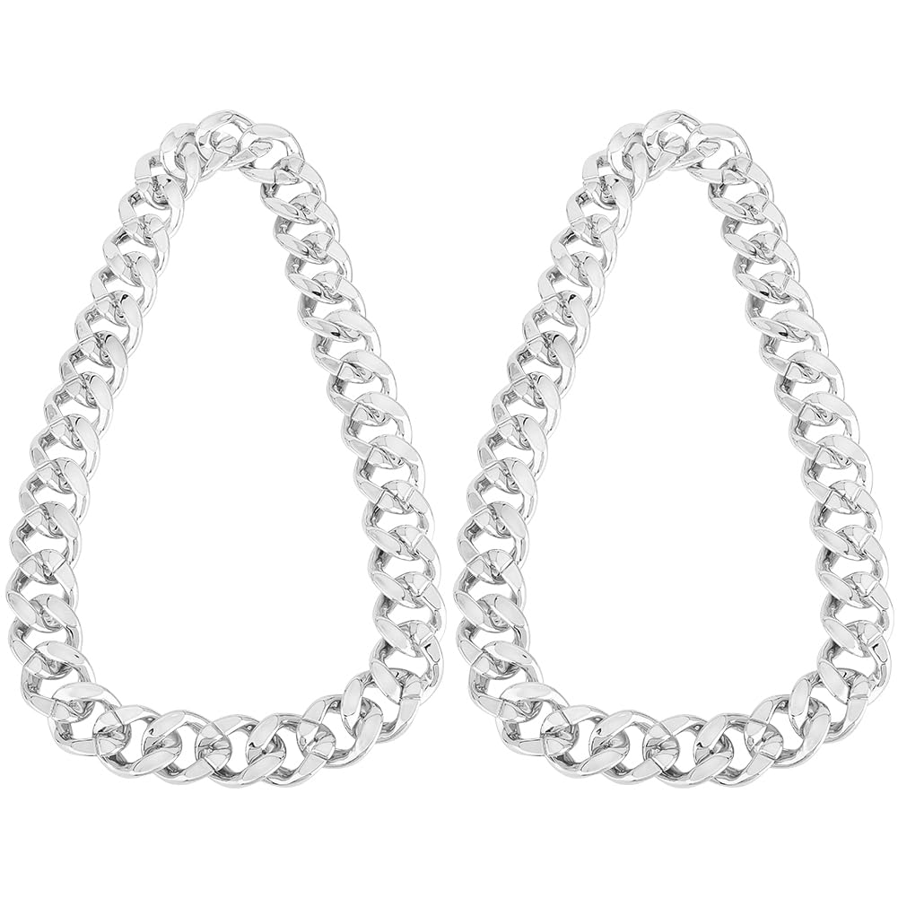 2 pz Collana A Catena In Plastica Argentata Collana Cubana Spessa 32 pollici Artificiale Hip Hop Spessa 80s 90s Stile Punk Rapper Costume Collane A Maglie per Uomo Donna Accessorio per Gioi