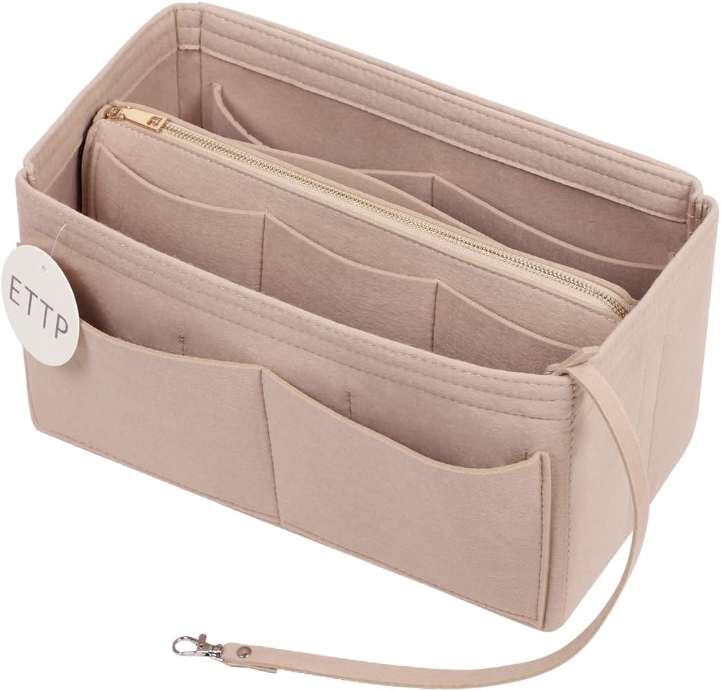 Purse Organizer Insert With Metal Zipper