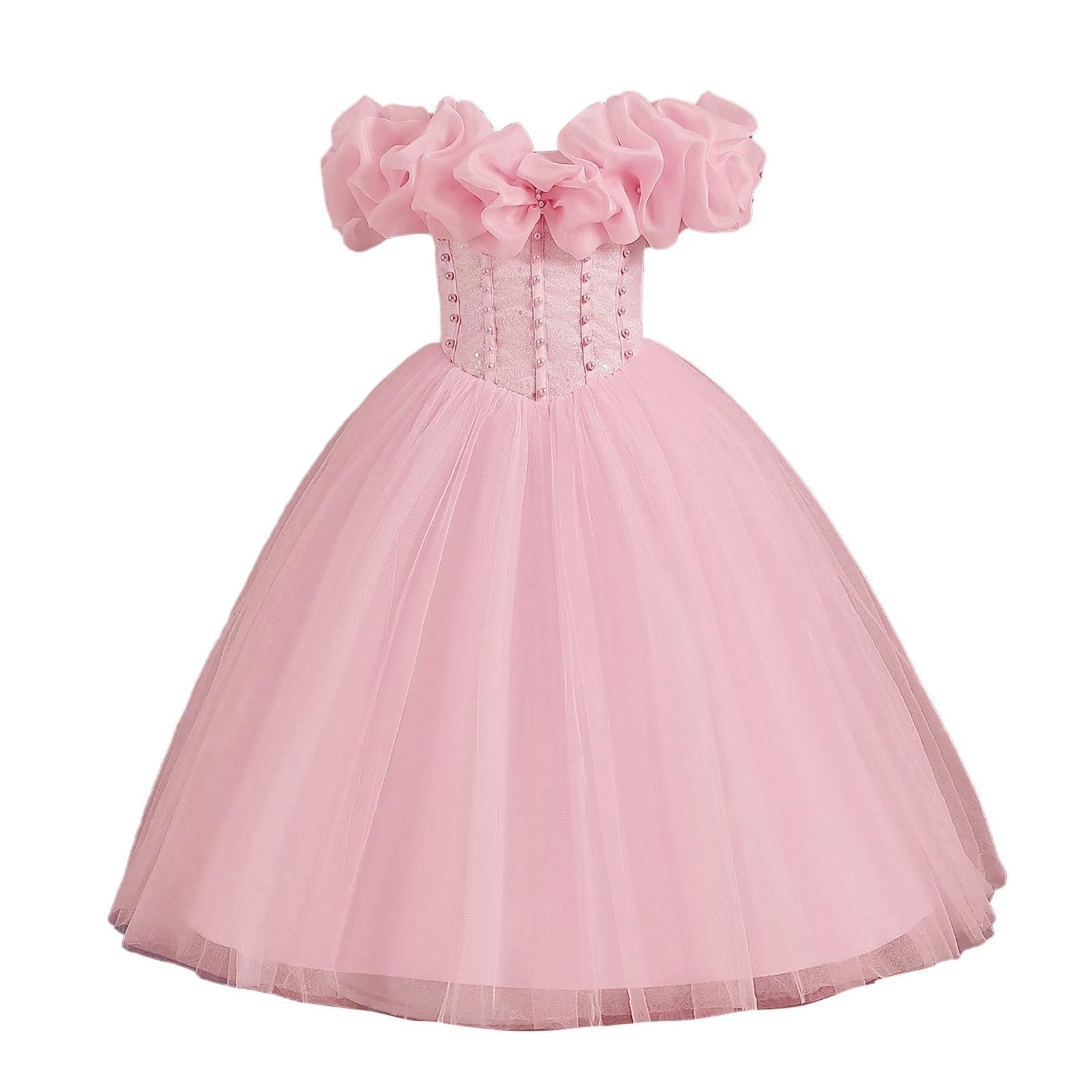 Vestido Niña 12 Años,Vestido Infantil de Princesa con Diseño Asimétrico y Detalles Florales para Ocasiones