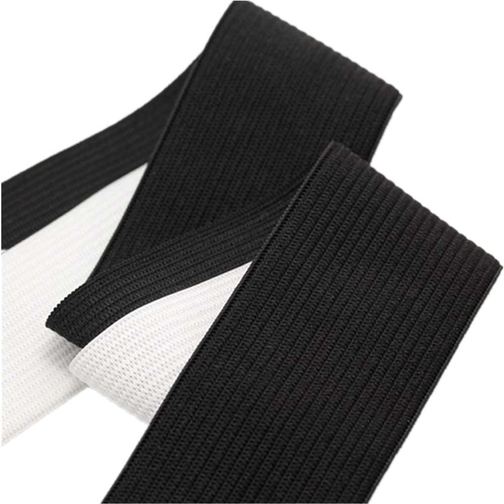LATEAU Elastica Costura 4 Metros/8 Metros 15mm/20mm/25mm/30mm/35mm/40mm/45mm/50mm Bandas elásticas Altas de Nailon Blanco y Negro Accesorios de Costura de Prendas(Black,8 Meter_40MM)