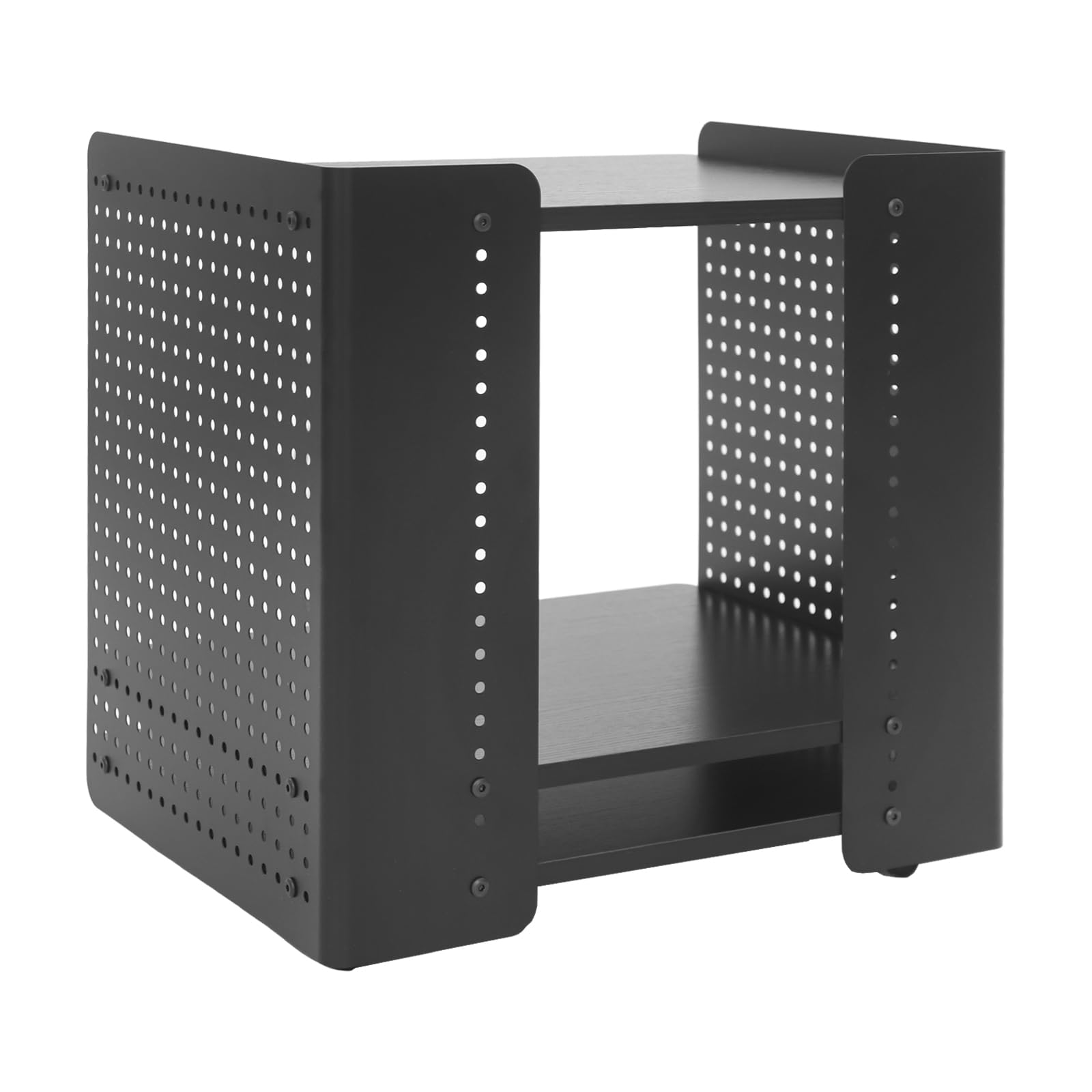 Druckerhalter Rollwagen mit 3 Ebenen, Mobiler Druckerständer auf Rädern, Beistellwagen für Büro, Druckerregal 50x39x50 cm, Bürowagen Druckertisch bis 40 kg Belastbarkeit (Schwarz)